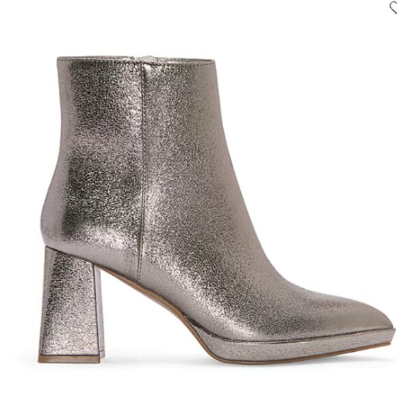 Worthington Silver Ankle Booties with Block Heel - Picture 1 of 5